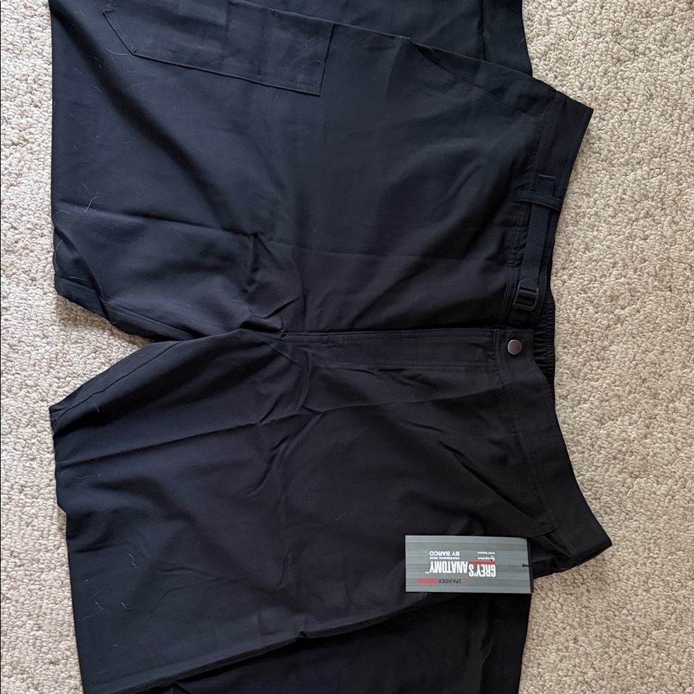 Grey's Anatomy Men's Black Flat-Front Scrub Pants
